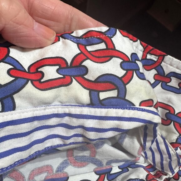 Jones New York Signature Chain Print Button-Up Shirt XL Red & Blue - Picture 9 of 9